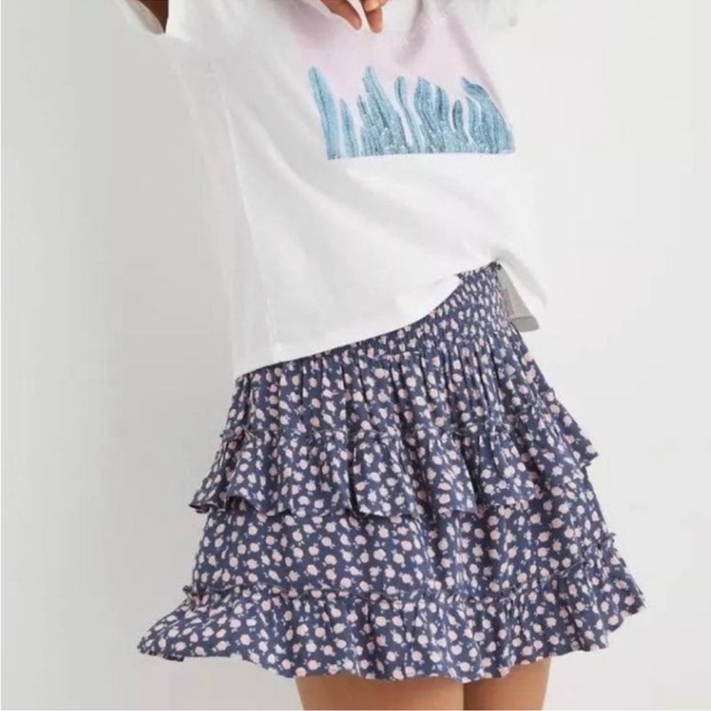 AERIE BLUE RUFFLE SKIRT